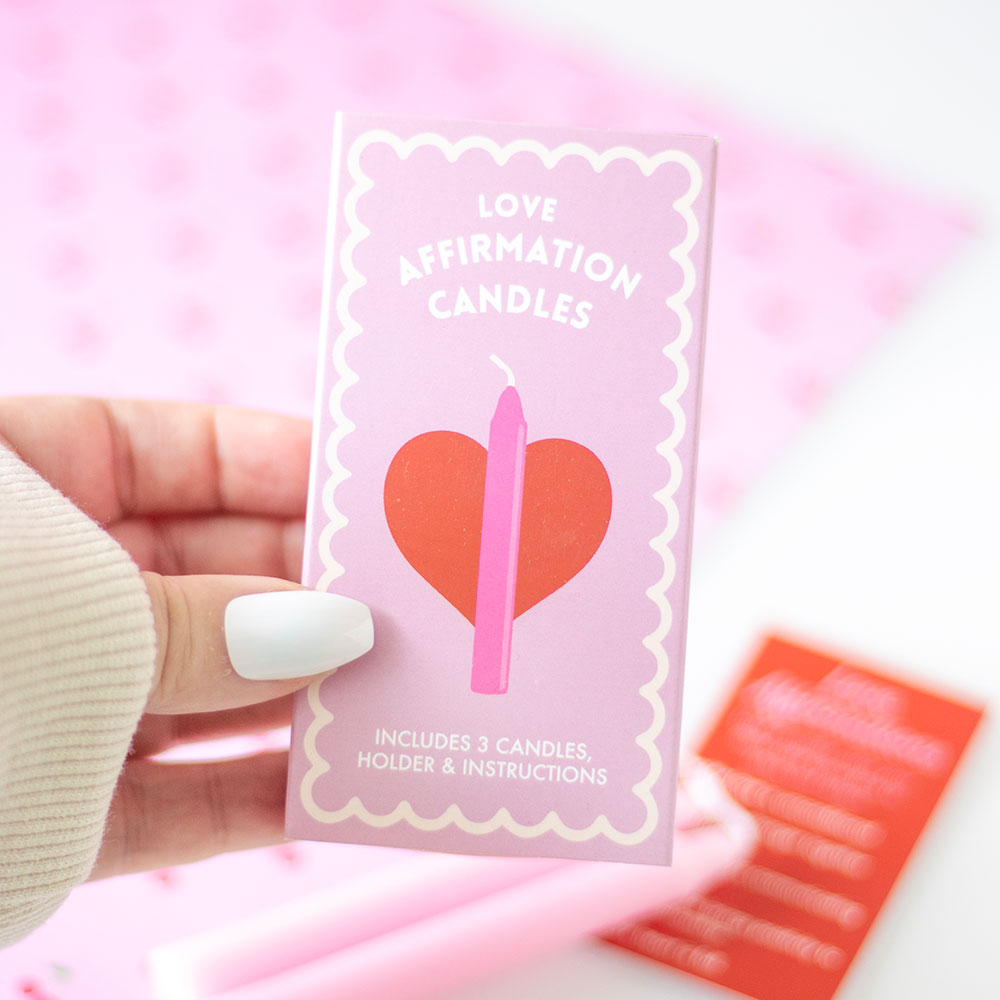 Set of 3 Love Affirmation Valentine Candles in A Box