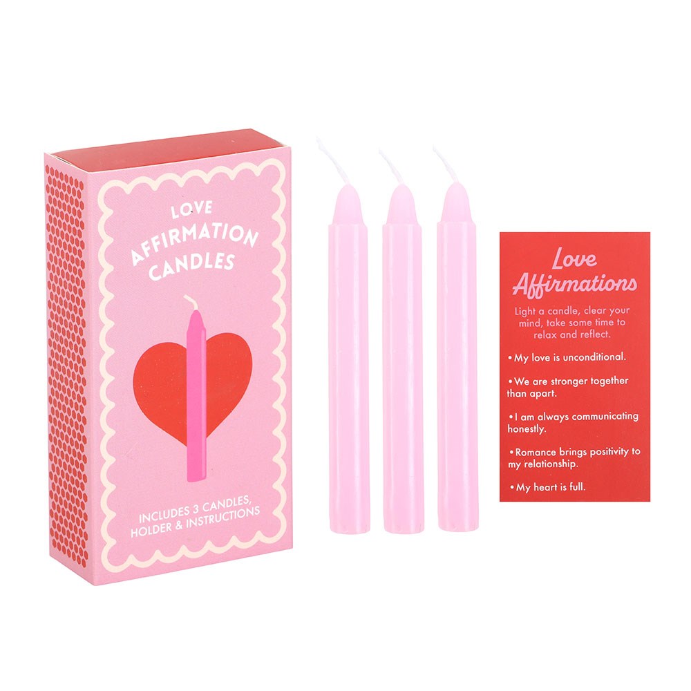 Set of 3 Love Affirmation Valentine Candles in A Box