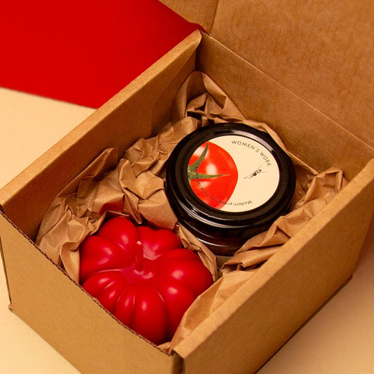 Petite Candle & Relish Gift Box: Red Tomatoes