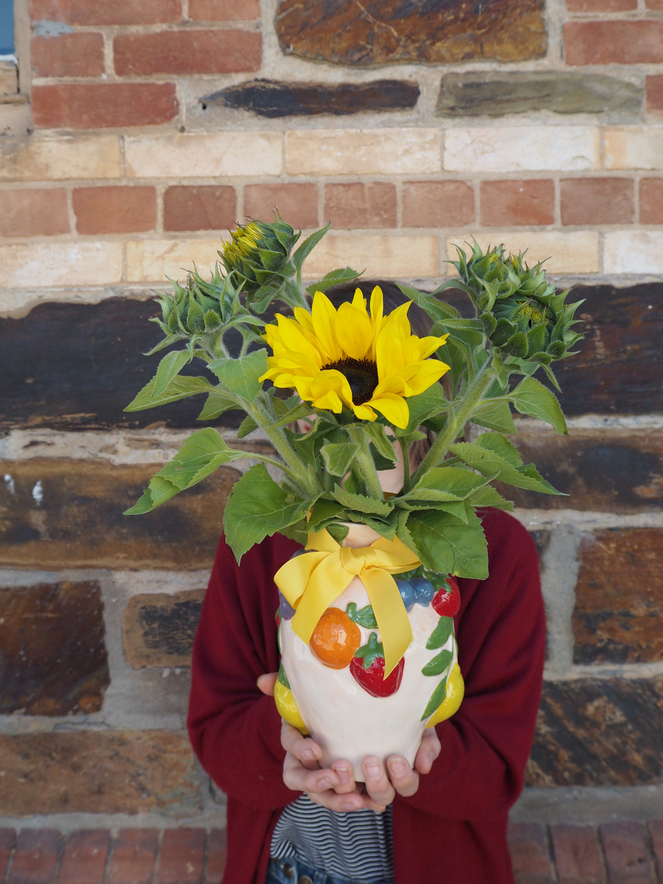 Sunflower and Fruit Salad Vase