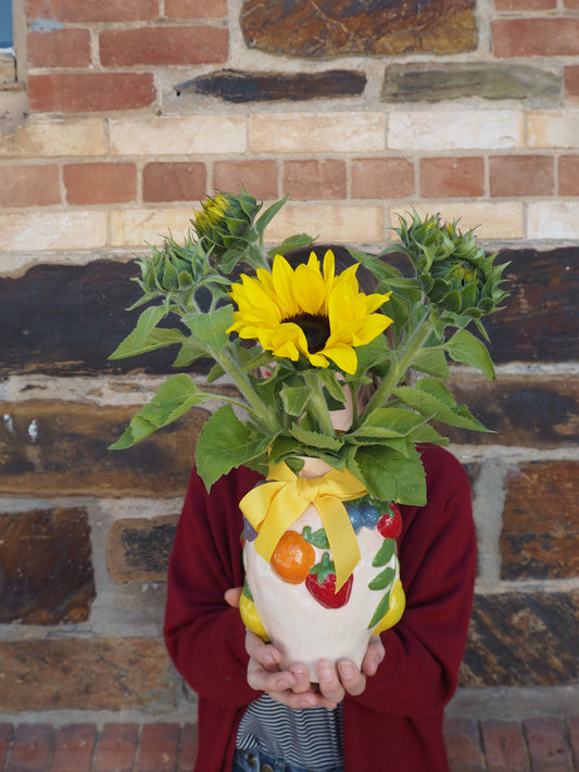 Sunflower and Fruit Salad Vase