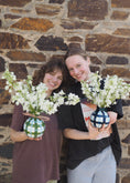Load image into Gallery viewer, Gingham Butterfly Delphinium Vase
