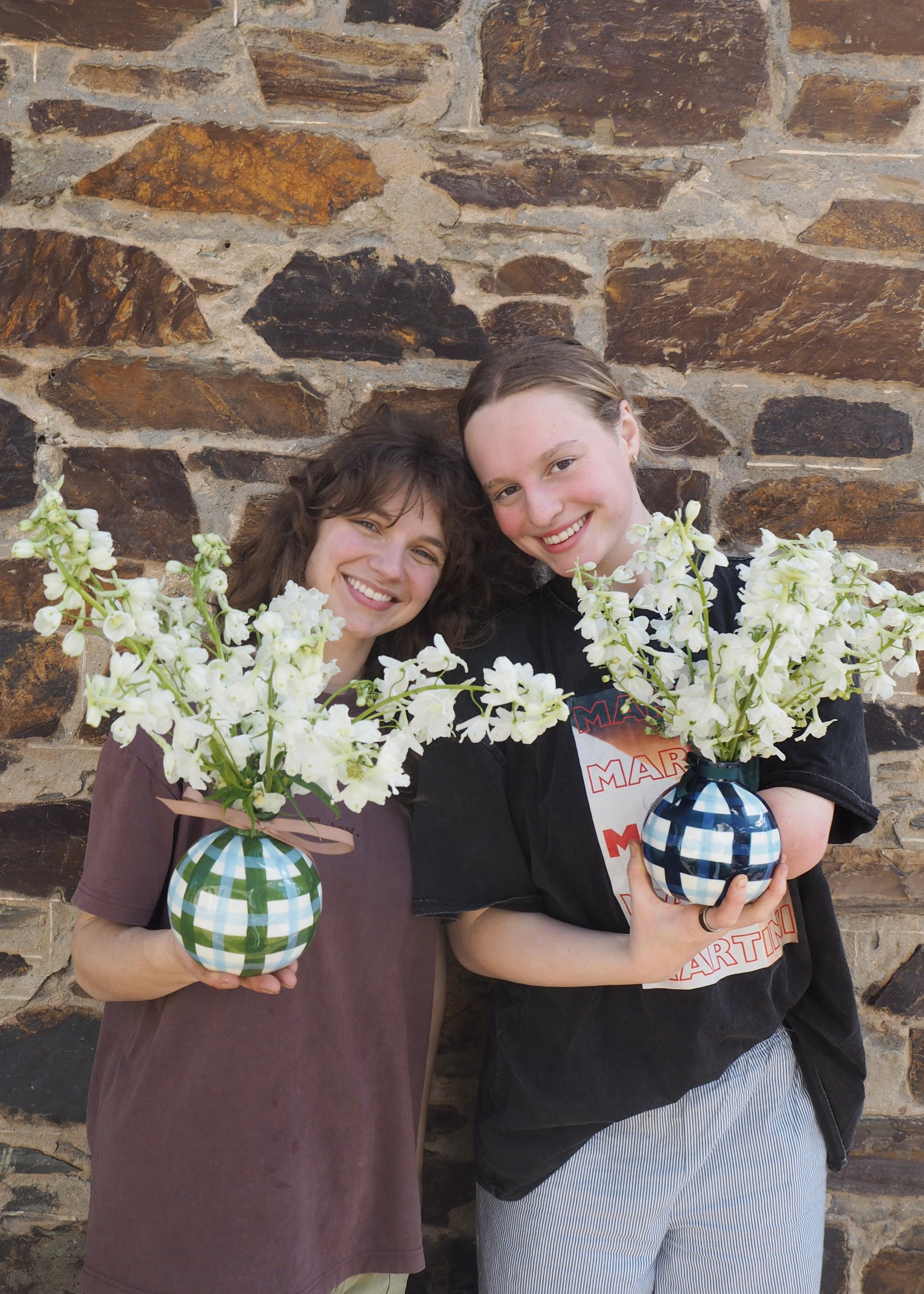 Gingham Butterfly Delphinium Vase