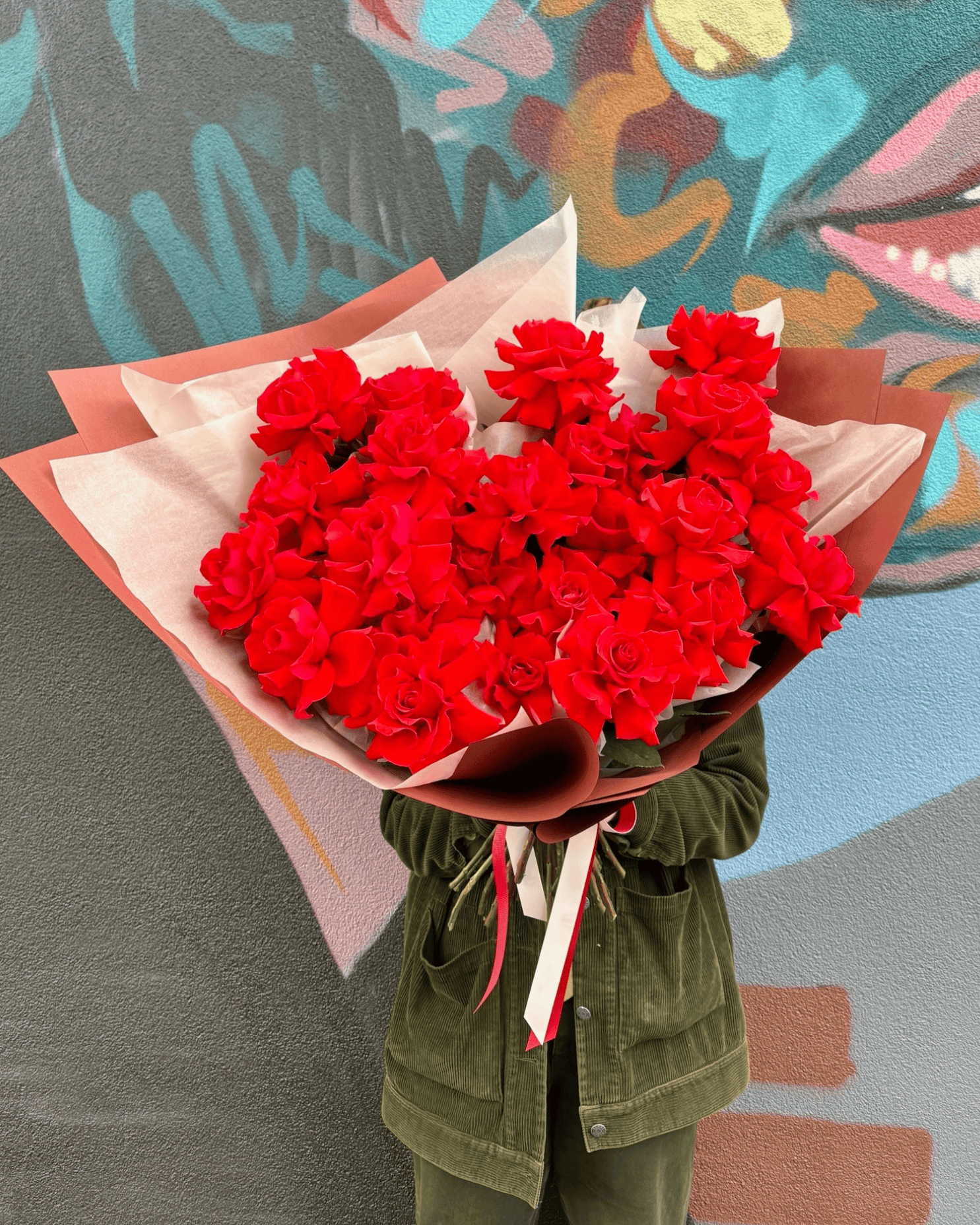 East End Flower Market Bouquet / Two Dozen / Red Bellus Roses