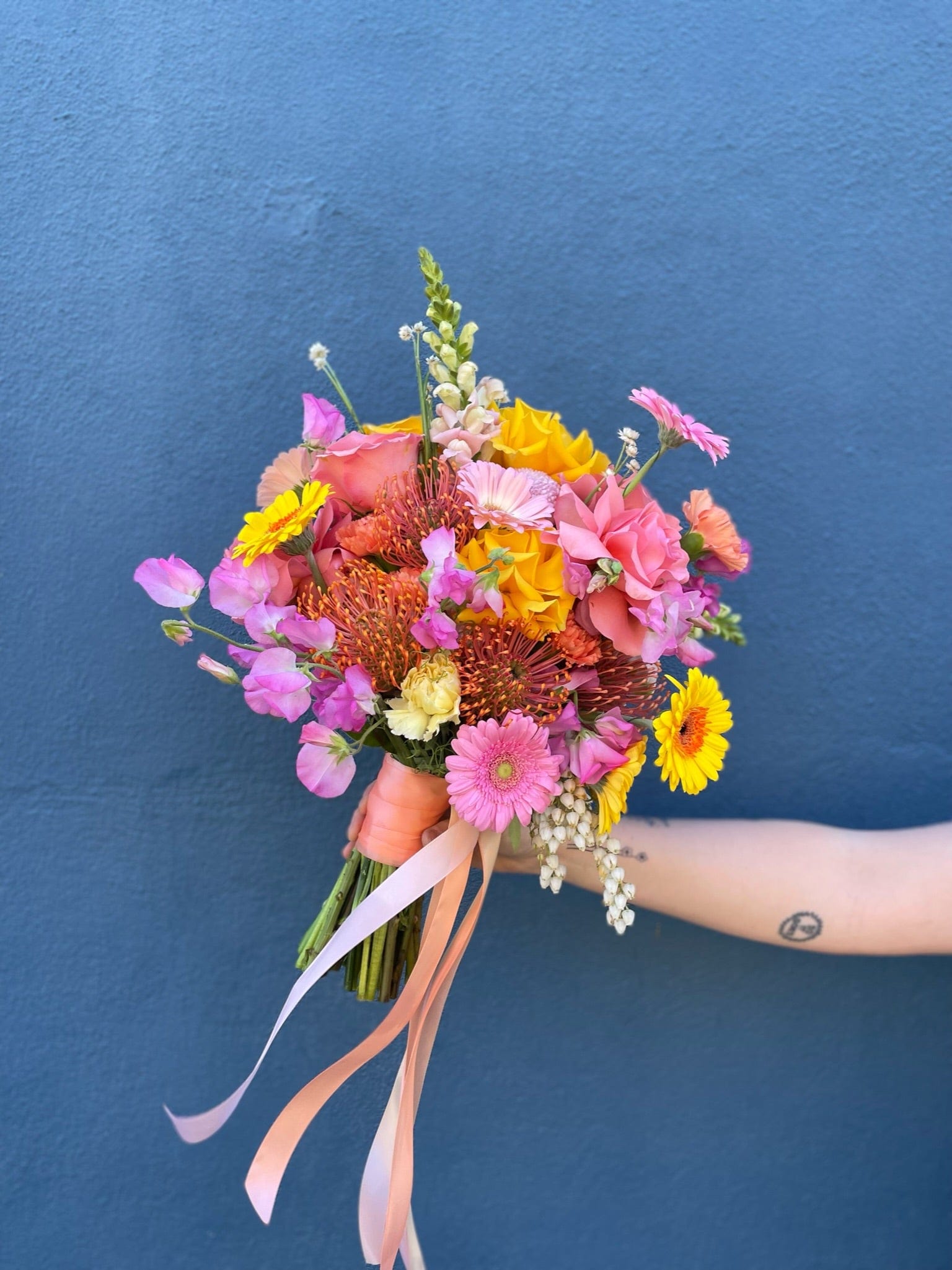 East End Flower Market Colour Pop / Bouquet and Buttonhole The Elopement Duo