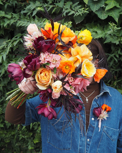 East End Flower Market Moody Merlot / Bouquet and Buttonhole The Elopement Duo