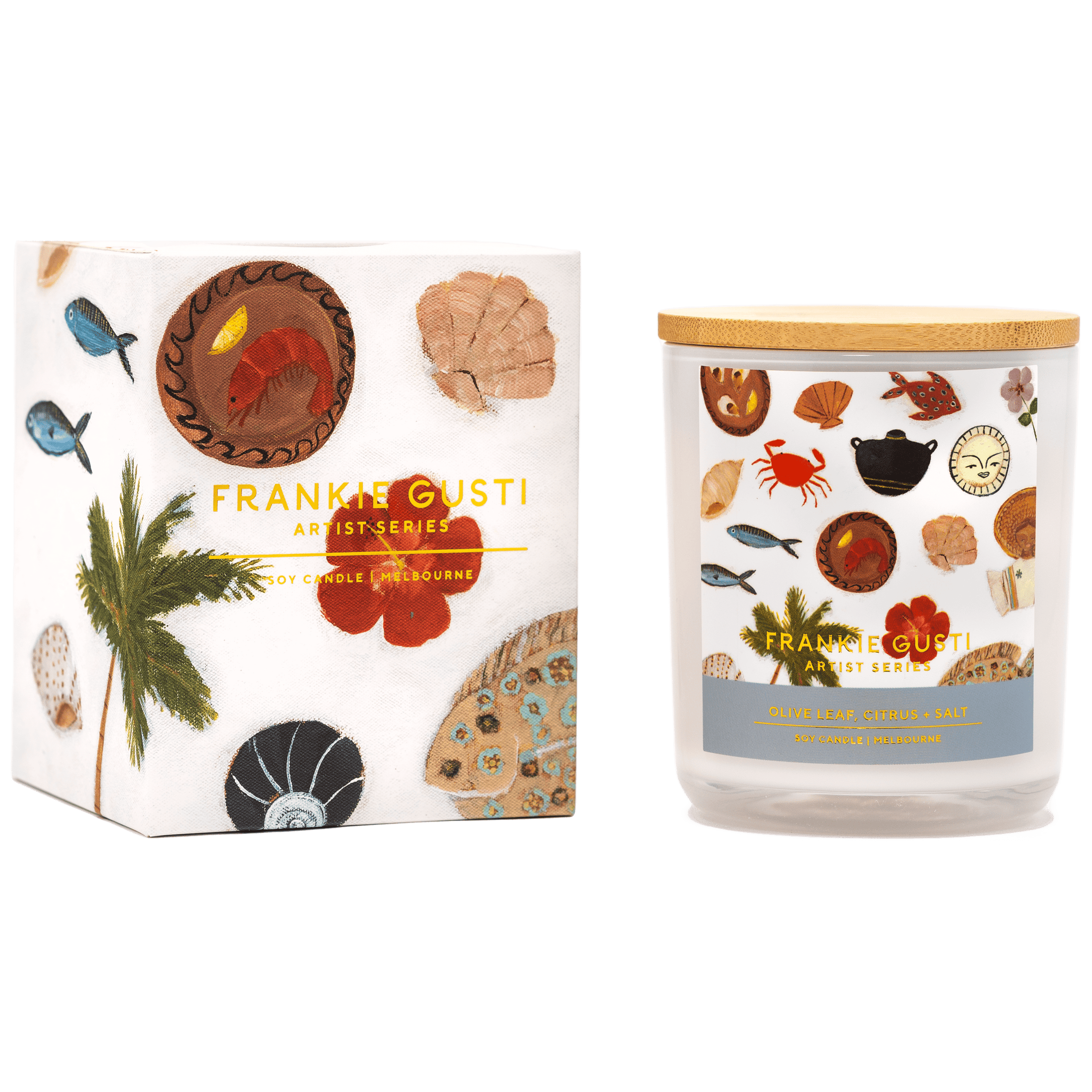 East End Flower Market Olive Leaf, Citrus & Salt Frankie Gusti Artist Series Soy Candle