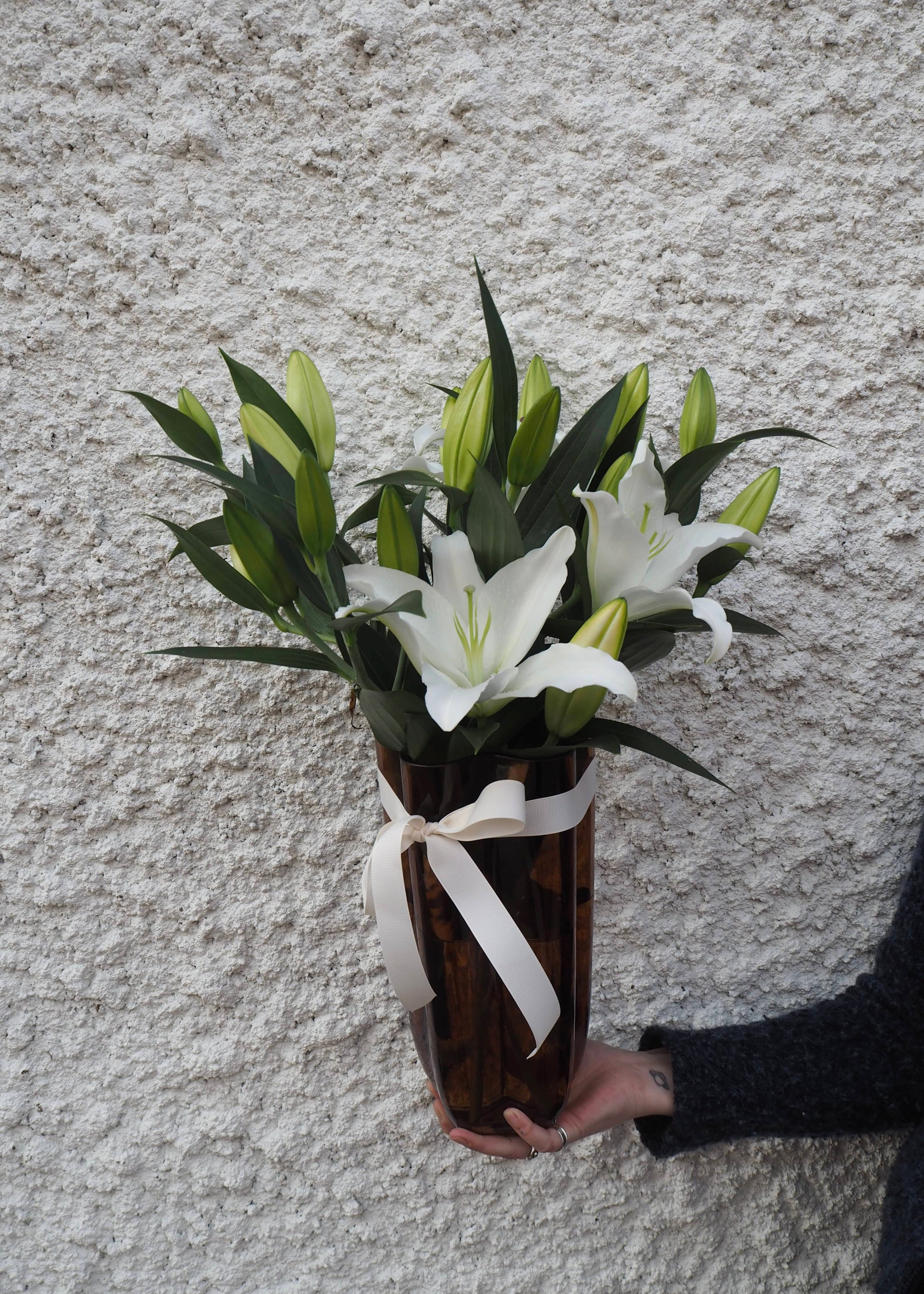 East End Flower Market Oriental Lily Vintage Vase