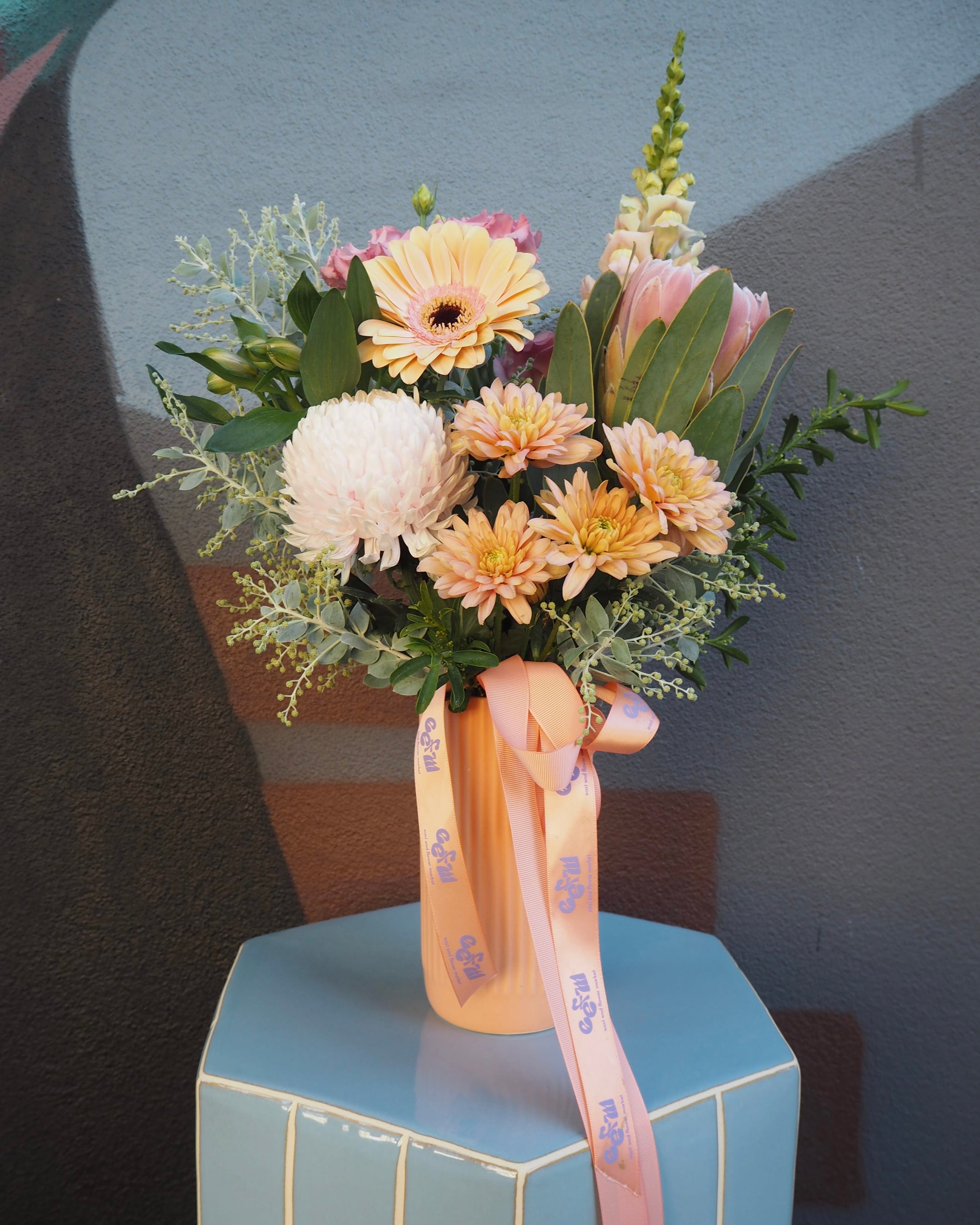 East End Flower Market Peach Fizz Arrangement
