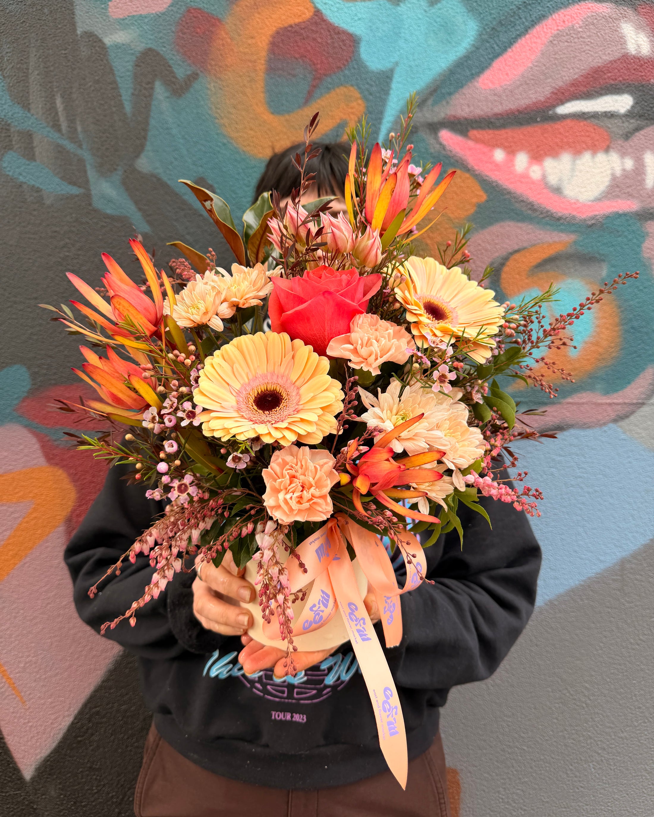 East End Flower Market Peach Pop Arrangement