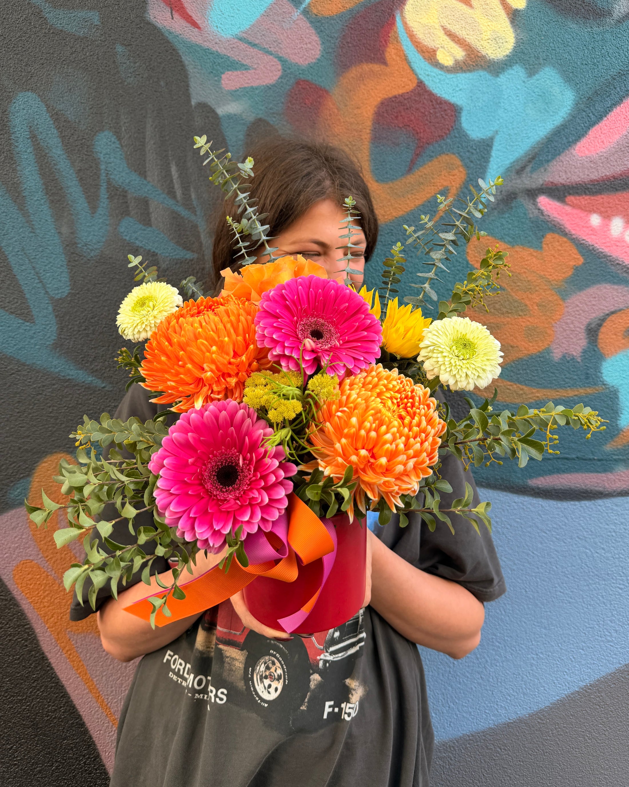 East End Flower Market Sunset Blaze Arrangement